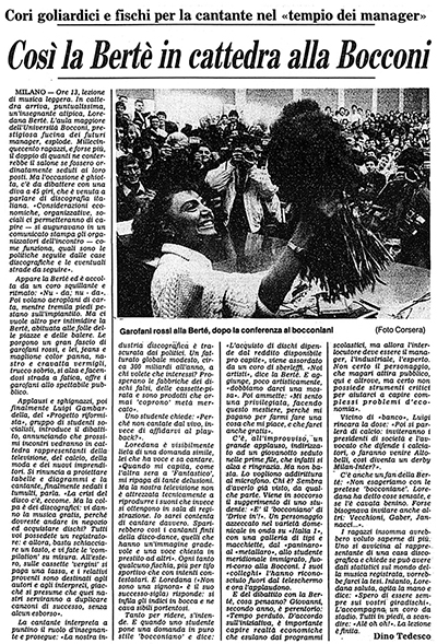 Loredana Bertè alla Bocconi Loredana Bertè alla Bocconi